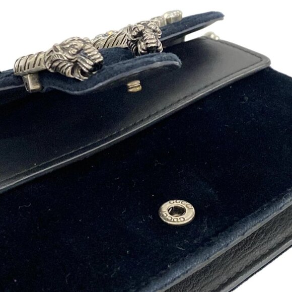 Auth GUCCI Dionysus 476432 Dark Navy Velour Leather Shoulder Bag - Picture 10 of 16